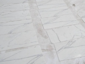 Calacatta White Marble Tile Panel Dinding Lantai Pola