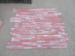 Batu Kuarsa Merah Muda Batu Susun Fitur Vaneer Dinding